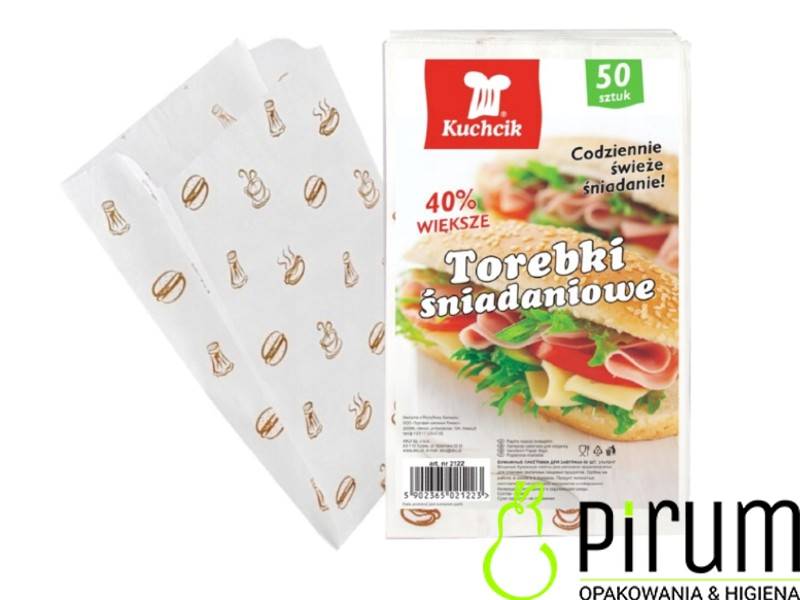 Kuchcik Torebki śniadaniowe Białe 21x12+7 50szt 