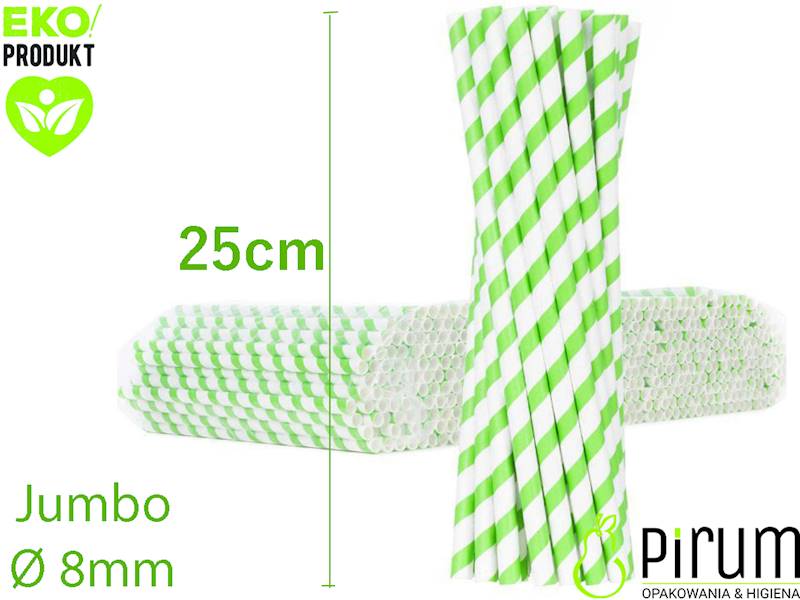 Słomki 8x250 PAP ZIELONE PASKI 40706 Wimex 100szt