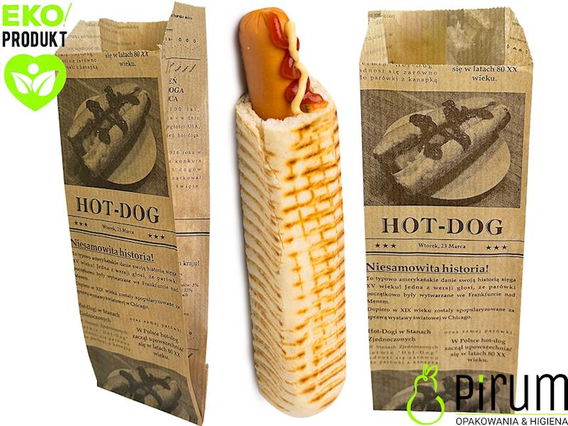 Torebka 190x70x40 GAZETA BRĄZ HOT-DOG FR. 1000szt