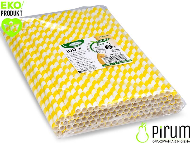 Słomki 8x250 PAP ŻÓŁTE Paski 40705 Wimex 100szt 