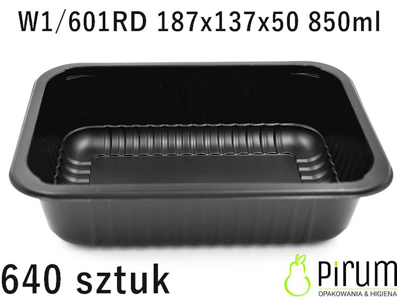 Czarny 850ml 187x137x50 W1/602RD REUSE 640szt.