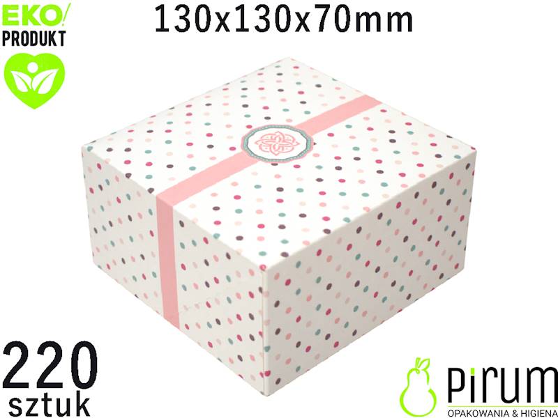 Pudełko PAP 130x130x70 KROPKI Ciasto 220szt 42655