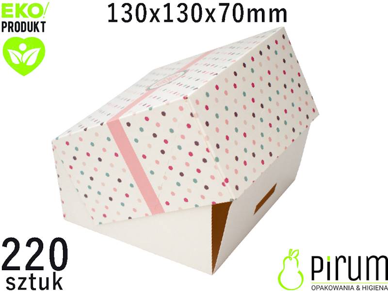 Pudełko PAP 130x130x70 KROPKI Ciasto 220szt 42655