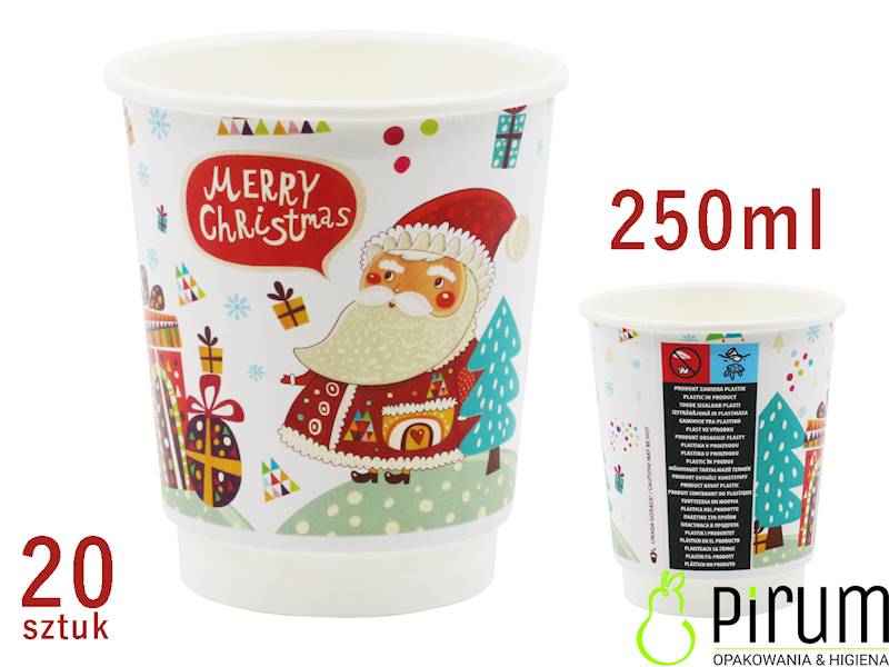 $ Kubek 250ml PAP/PE Termo CHRISTMAS 80mm 20szt 