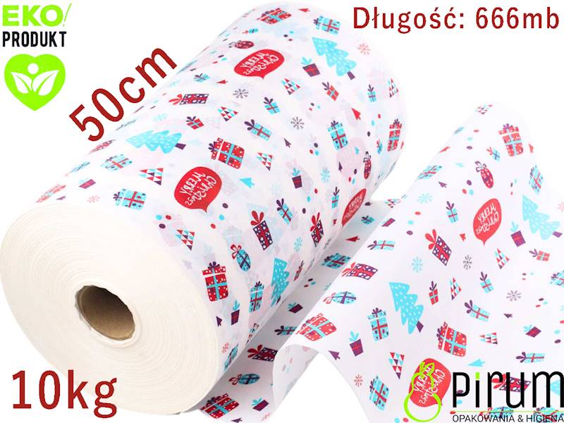 Papier 50cm Rola Biały CHRISTMAS 10kg Kram 