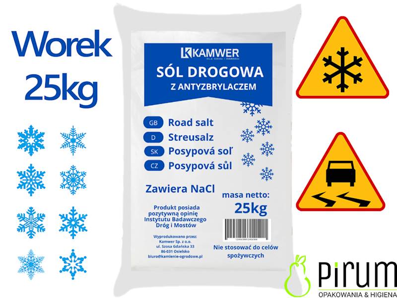 Sól Drogowa z antyzbrylaczem KAMWER 25kg