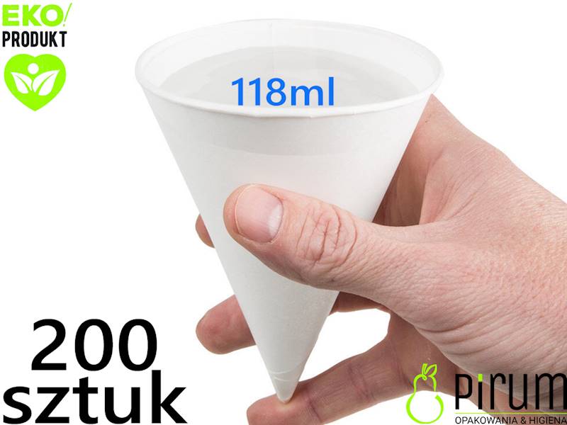 Kubek Stożkowy 118ml PAP Biały 200szt