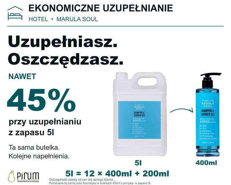Ekonomiczne uzupełnianie Marula 400ml z zapasu 5l