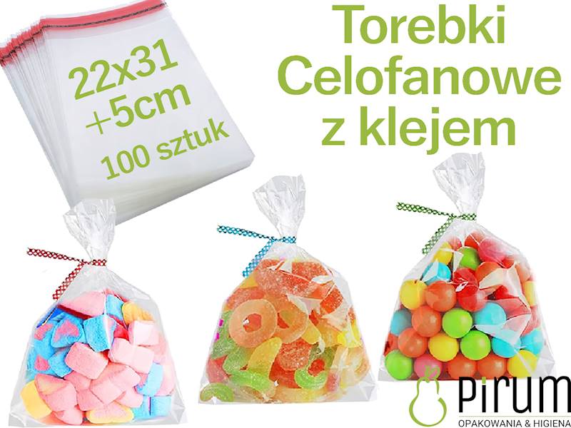 Torebka 22x31+5cm OPP z Klejem CELOFAN 100szt