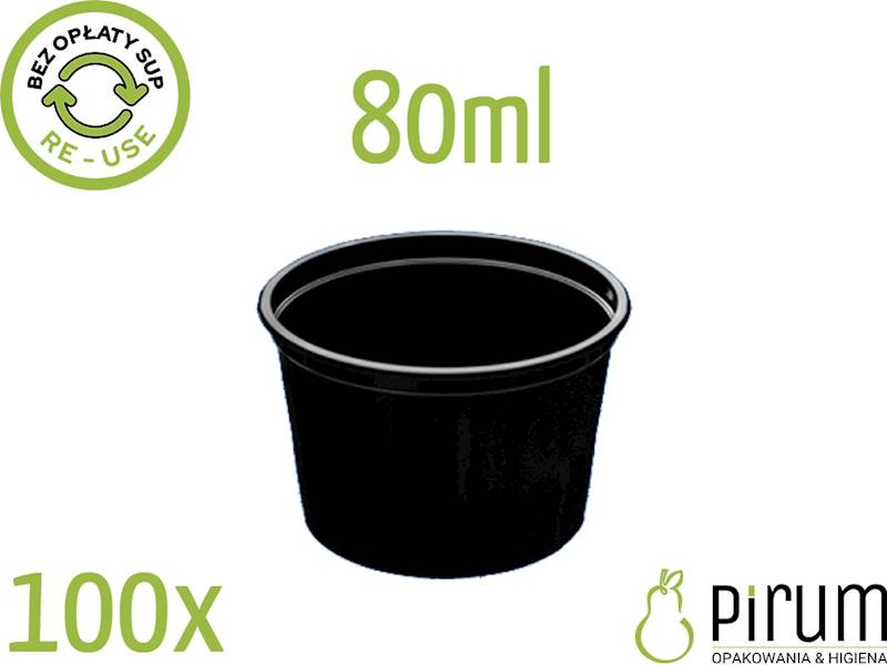 Pojemnik 80ml PP CZARNY 70mm D-7080c REUSE 100szt