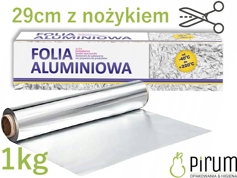 Folia ALU 29cm Gruba 1kg BOX z Nożykiem Clarina