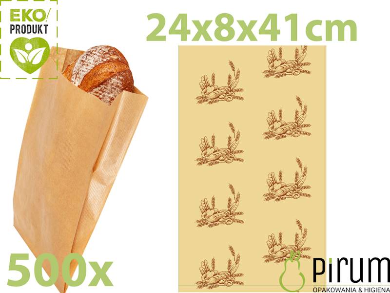 Torba Brąz 240x80x410 Fałda NADRUK TS-3S 500szt