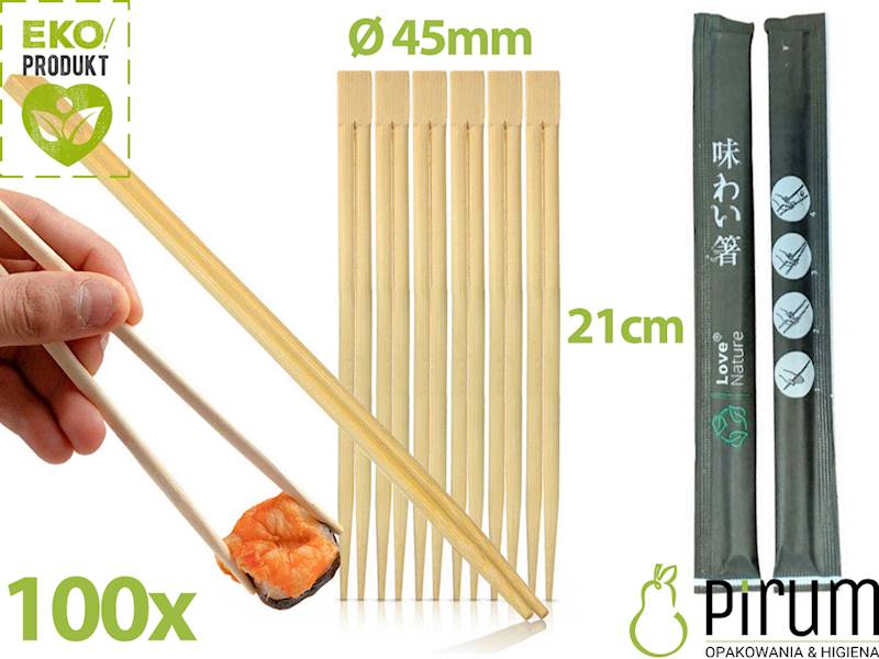 Pałeczki SUSHI 21cm Bambus 4,5mm w ETUI 100szt