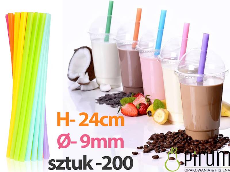 Słomki 9x240 PP JUMBO KOLOR Proste Godan 250szt 