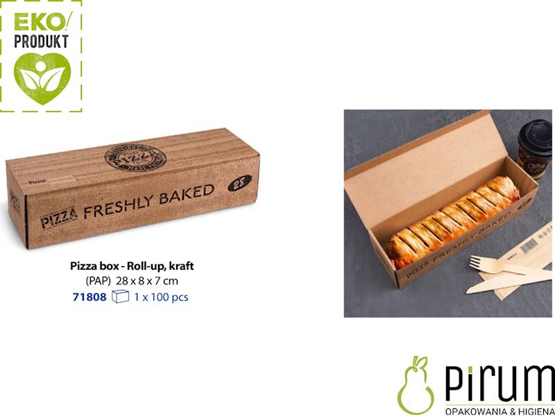 Pizza Box Roll-up KRAFT PAP 28x8x7cm 71808 100szt