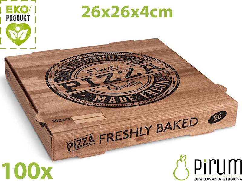 Pizza 26x26x4 PAP KRAFT Full Nadruk 71826 100szt 