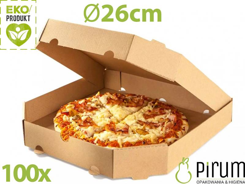 Pizza 26cm/4cm ŚCIĘTA 2x BRĄZ Karton E 100szt