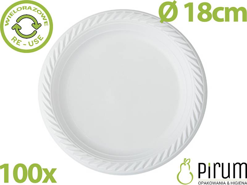 Talerz 18cm PP Biały REUSE 45906 Papstar 100szt