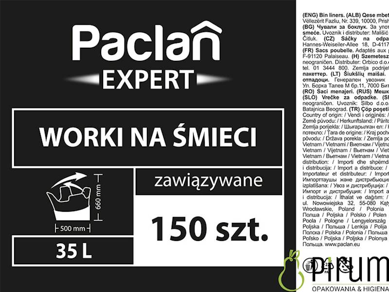 Paclan Expert 35L Worki Wiązane Niebieskie 150szt