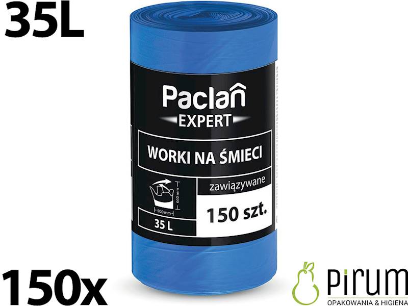 Paclan Expert 35L Worki Wiązane Niebieskie 150szt