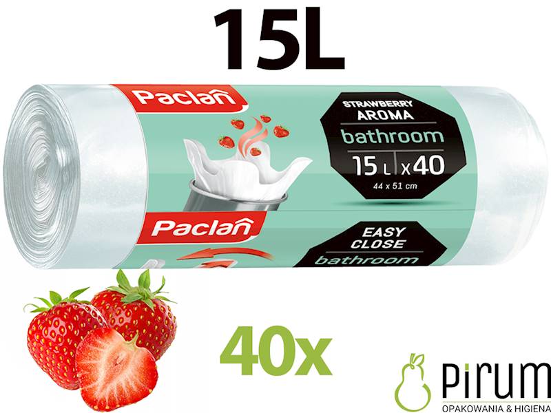 Worki 15L Białe Zapachowe Truskawka Paclan 40szt