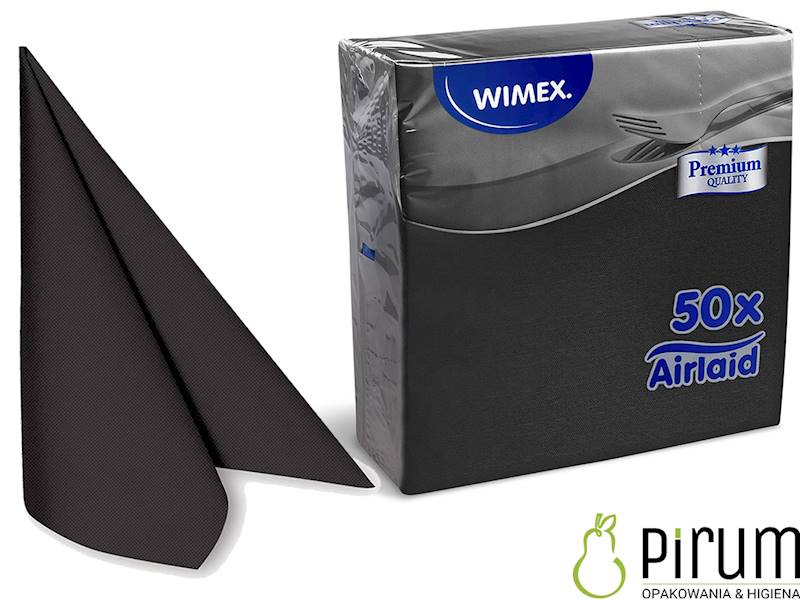 Serwetki 40x40 CZARNE Airlaid 50szt Wimex 89119