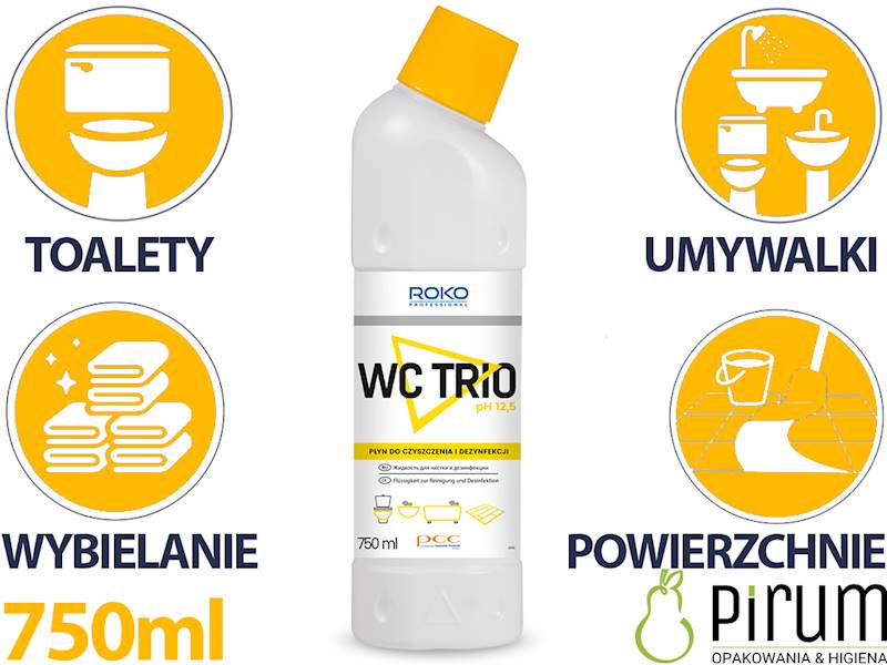 Roko 750ml WC TRIO Dezynfekcja Czyszczenie Wybiela