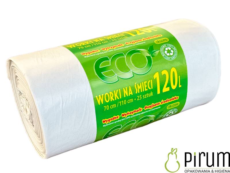 Worki na Odpady 120L LD BIAŁE ECO 25szt. 