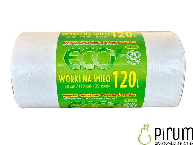 Worki na Odpady 120L LD BIAŁE ECO 25szt. 
