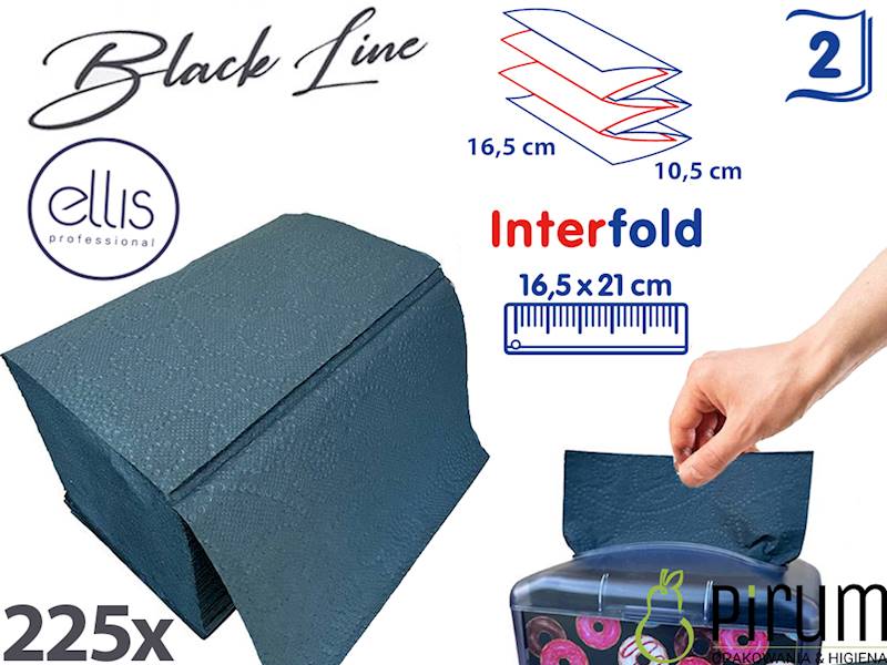 Serwetka InterFold 21x16 2w BLACK LINE 0840 225szt