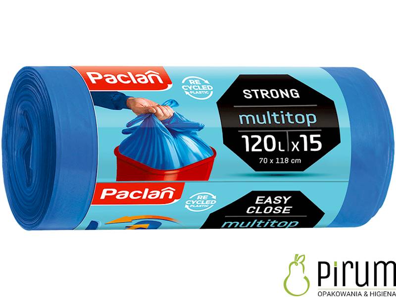 Paclan 120L Worki MultiTop Strong Niebieskie 15szt