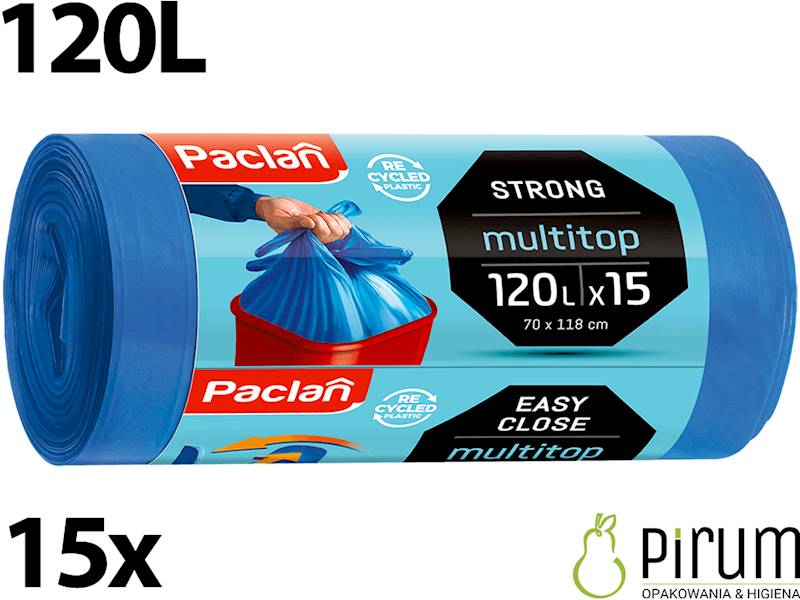 Paclan 120L Worki MultiTop Strong Niebieskie 15szt