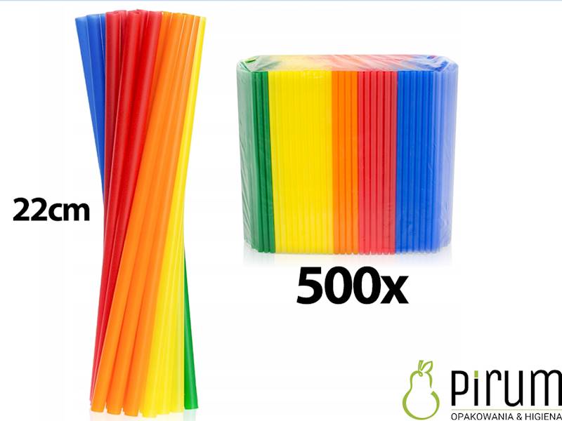 Słomki 7x220 PP Proste KOLOR Mix 45898 500szt