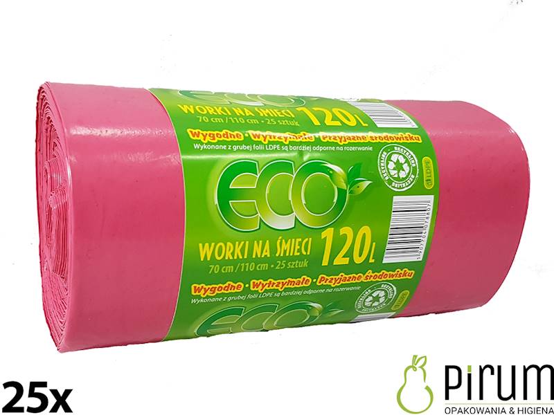 Worki na odpady 120L LD Czerwone 25szt. ECO