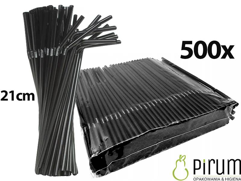 Słomki 5x210 PP CZARNE ŁAMANE Godan 500szt