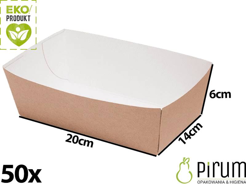 Abc Tacka 20x14x6cm PAP BRĄZ Snack Tray 50szt