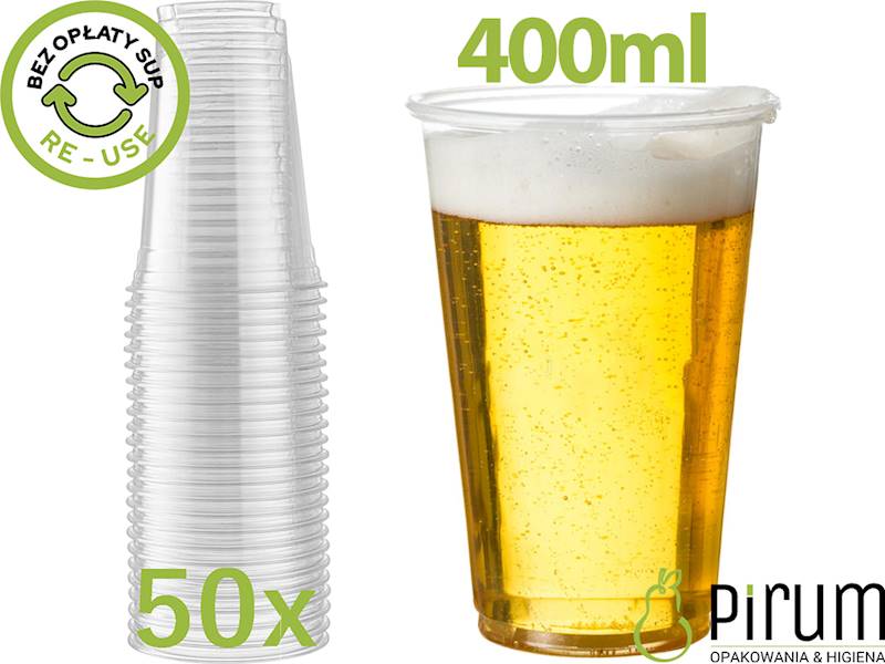 Kubek 400ml PP PIWO REUSE 45241 GŁADKI 50szt. 