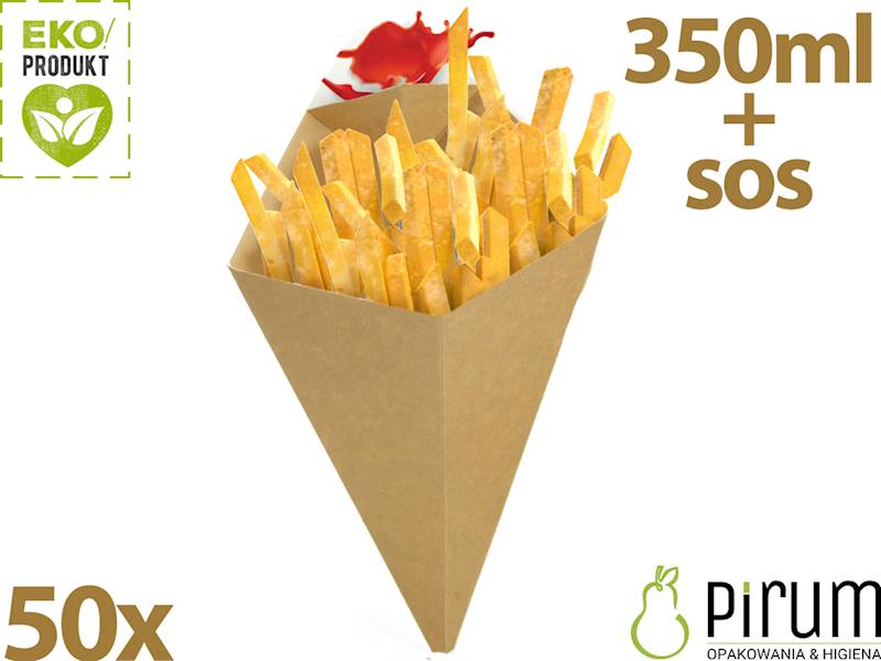 Rożek 350ml PAP BRĄZ 200g + SOS Frytki Eco 50szt