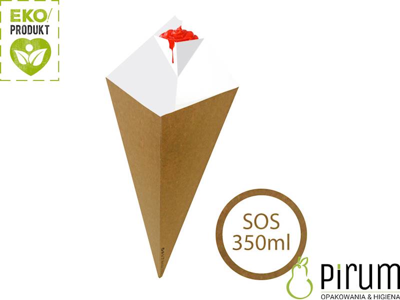 Rożek 350ml PAP BRĄZ 200g + SOS Frytki Eco 50szt