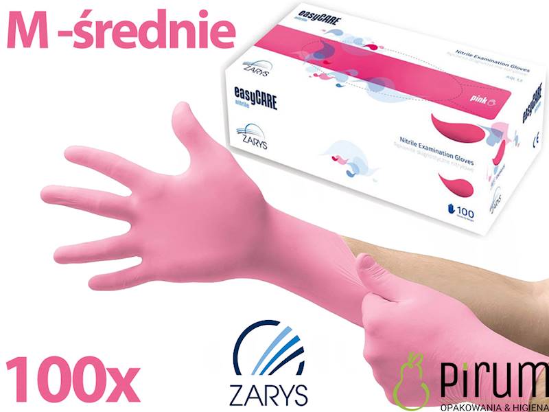 Zarys Rękawice M Nitrylowe EasyCare PINK 100szt