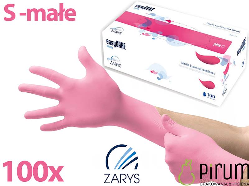 Zarys Rękawice S Nitrylowe EasyCare PINK 100szt