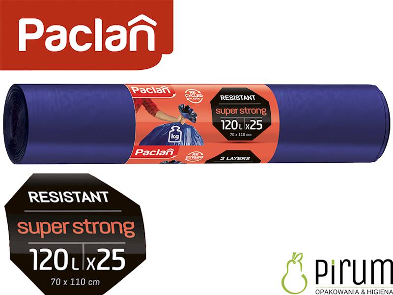 Paclan 120L Worki SUPER STRONG Dwuwarstwowe 25szt 