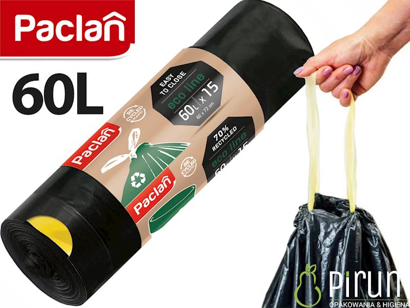 Paclan 60L Eco-Line Worki TAŚMA Czarne 15szt