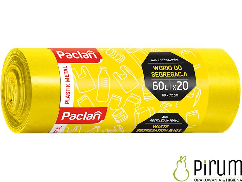 Paclan 60L HD ŻÓŁTE Worki do Segregacji 20szt