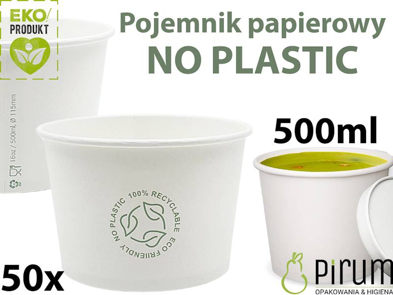 EKO Pojemnik 500ml PAP BIAŁY 115mm 77610 LN 50szt 