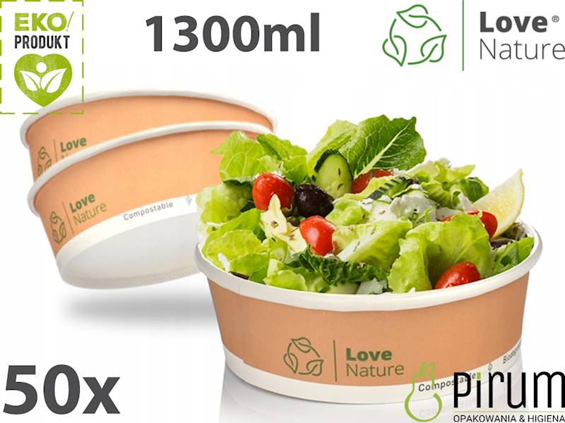 Miska 1300ml PAP Brąz 185mm 29990 Love Nature 50x 