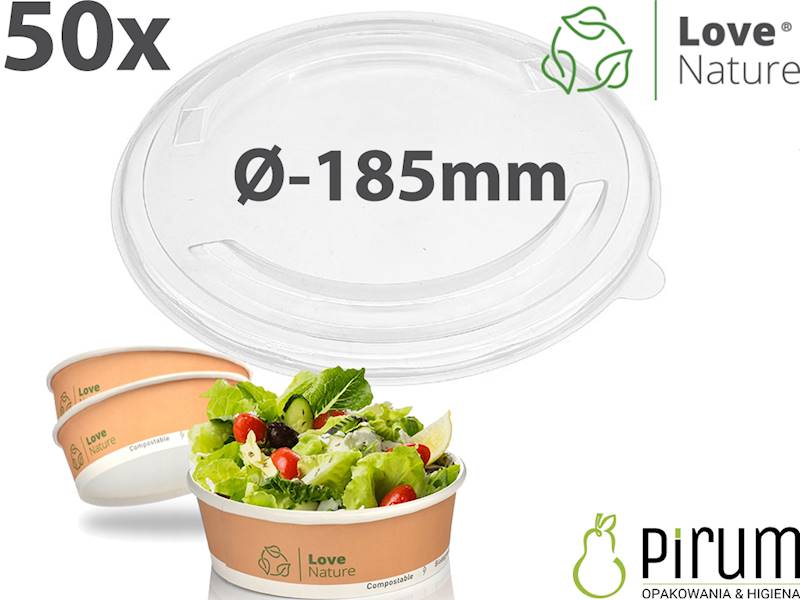 Przykrywka 185mm PET do miski Love Nature 50szt 