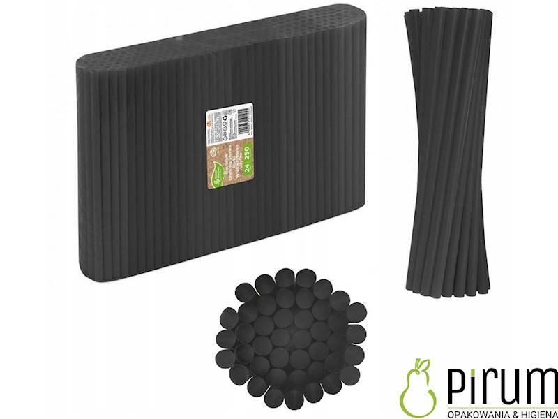 Słomki 9x240 PP CZARNE JUMBO Proste Godan 250szt 