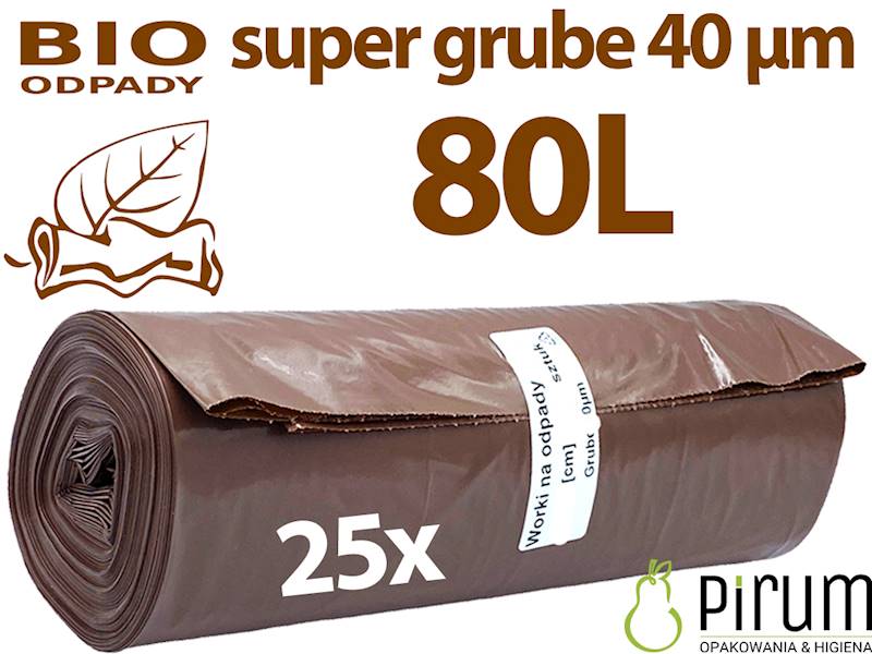 Worki na Odpady 80L LD BRĄZOWE GRUBE 40my 25szt