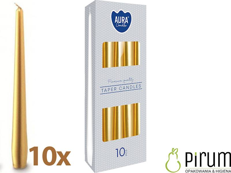 Bispol Świeca Stożek Złoty Metalik 10szt S30-213